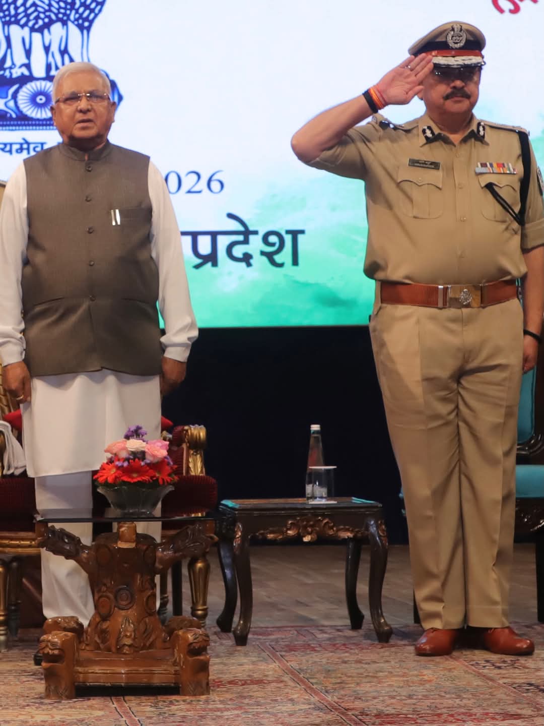 With honourable Governor of Madhya Pradesh Shri Mangu Bhai Patel during the medal winners honour function held at the Lokbhawan. 